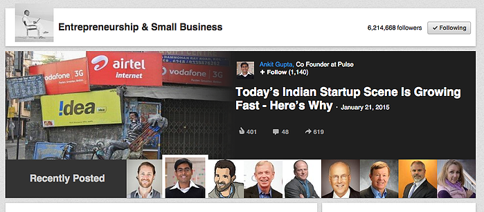 LinkedIn Pulse | Entreprenuership & Small Business