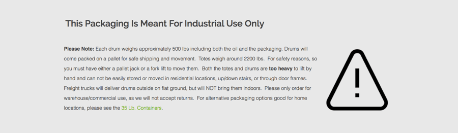 Industrial warning for drums and tote