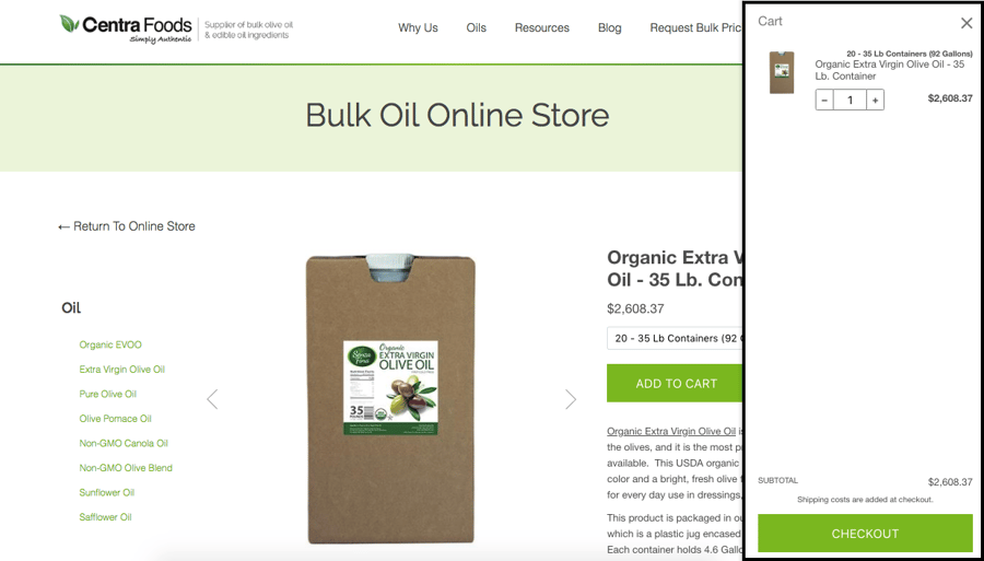 Cart in Online Store - Centra Foods